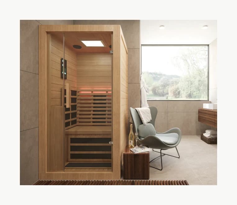 Solo One Infrared Sauna, Carbon Heater- 1750 Watt, Wood-Hemlock, Led Light, Digital Touch Panel... - JSA-NAW-DLX9011 - Natural Wood