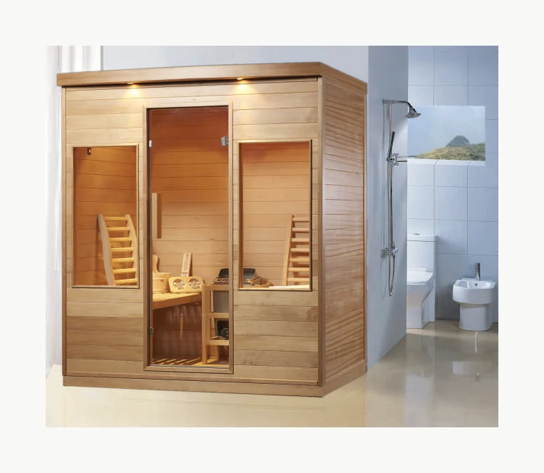 Serene Sauna ( 2-3 Seatrs), Stove Heater, Wood-Hemloc, Inside And Outside TouchControl, White... - JSA-NAW-S004175 - Natural Wood