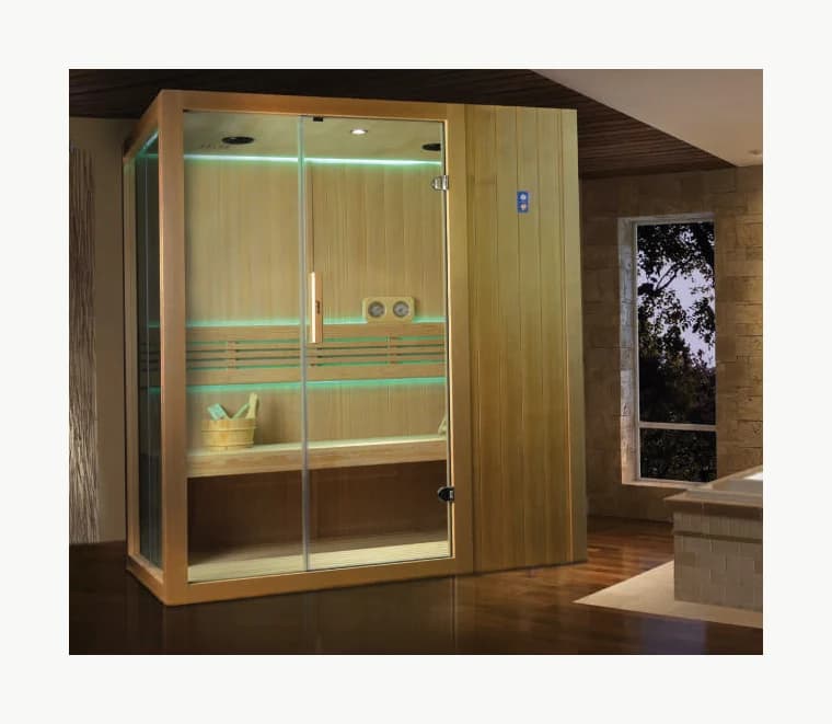 Jaquar Kubix Sauna (2-3 Seater), Stove Heater, Wood-Hemlock, Led Light, Bluetooth, Mp3 Player... - JSA-NAW-T16120 - Natural Wood