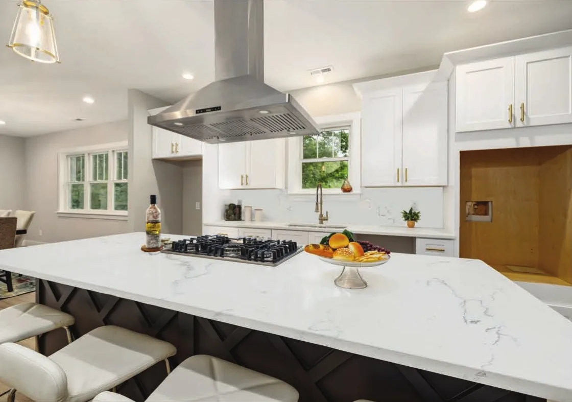 Bianco River quartz installed - KalingaStone catalogue application photograph