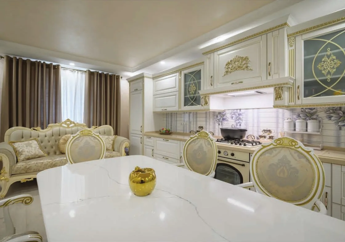Bianco Venatino quartz installed - KalingaStone catalogue application photograph