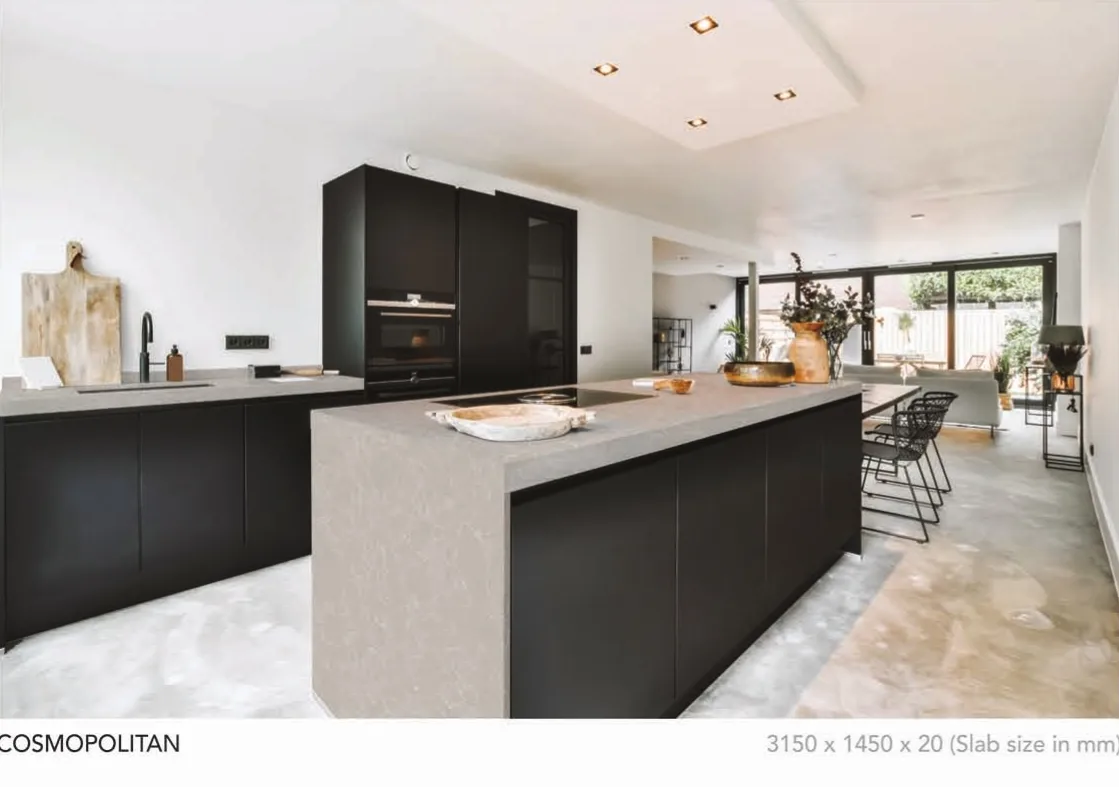 Cosmopolitan quartz installed - KalingaStone catalogue application photograph