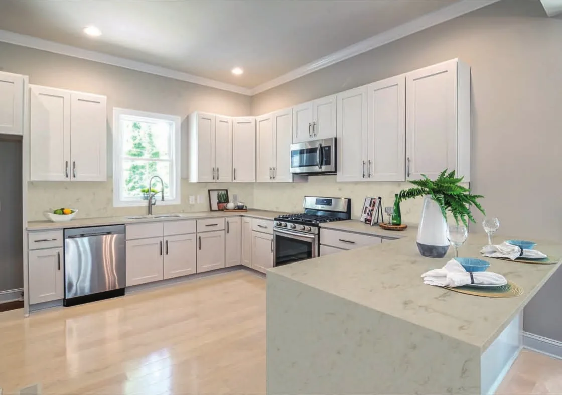 Crema Gold quartz installed - KalingaStone catalogue application photograph