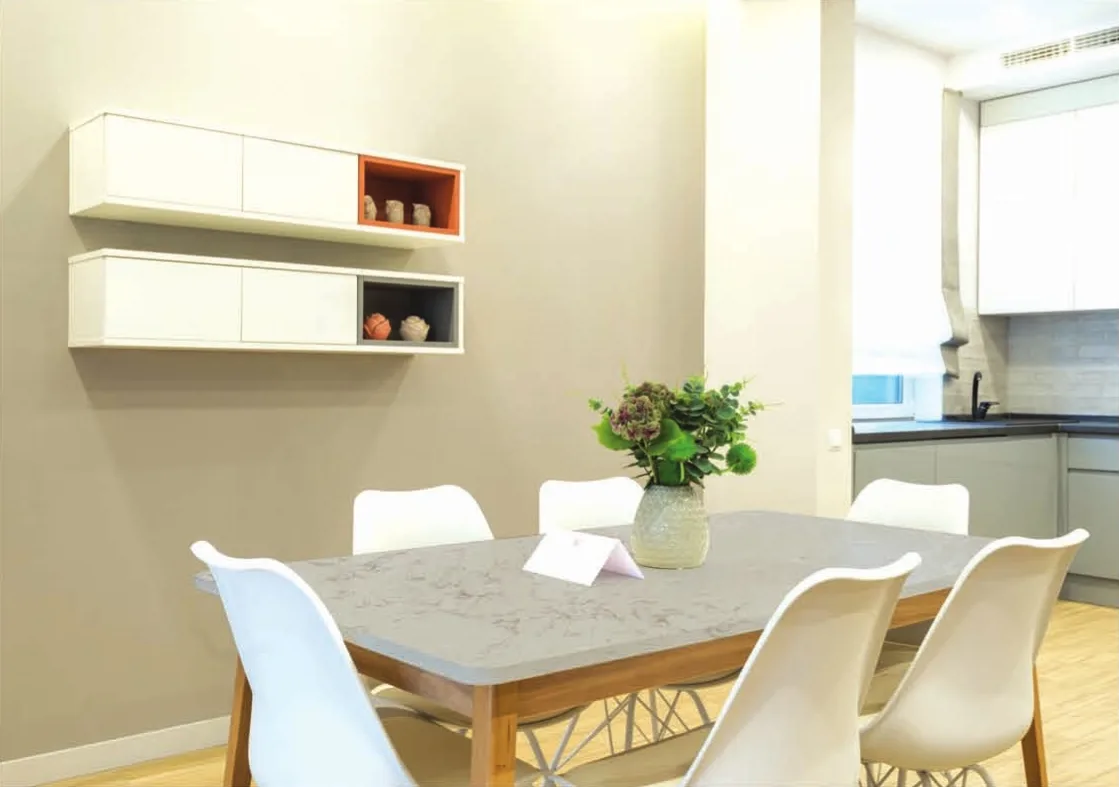 Crema Venato Extra quartz installed - KalingaStone catalogue application photograph