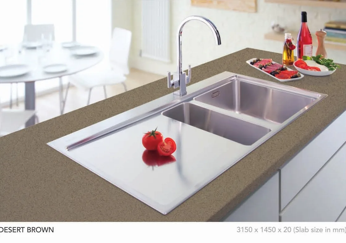 Desert Brown quartz installed - KalingaStone catalogue application photograph