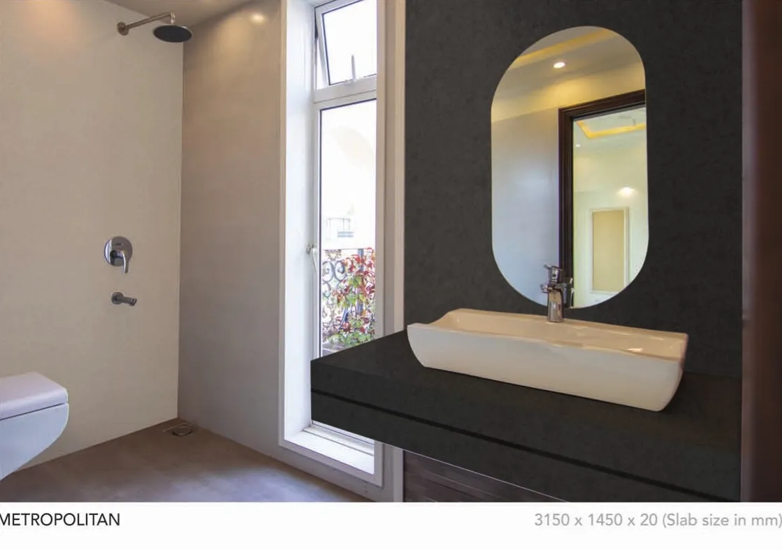 Metropolitan quartz installed - KalingaStone catalogue application photograph
