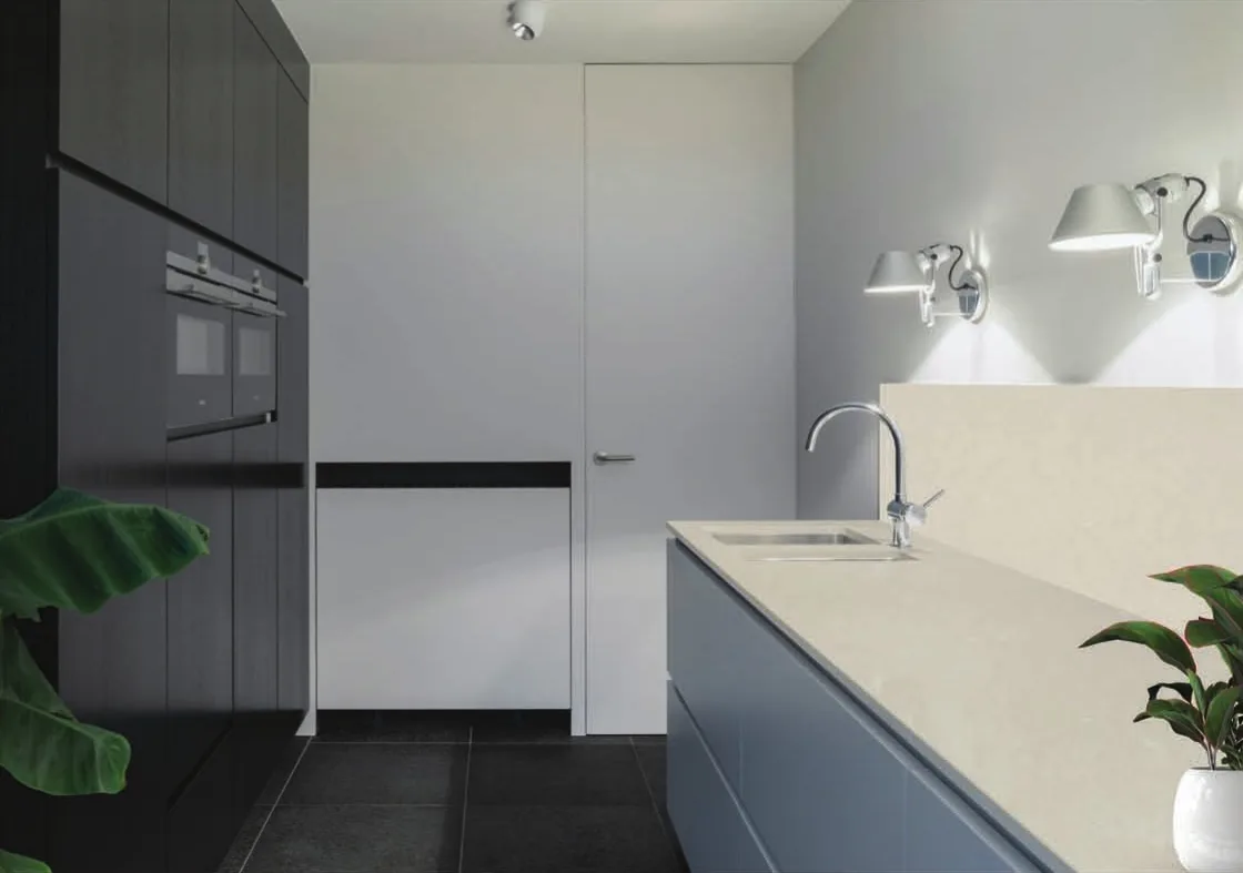 Noah quartz installed - KalingaStone catalogue application photograph