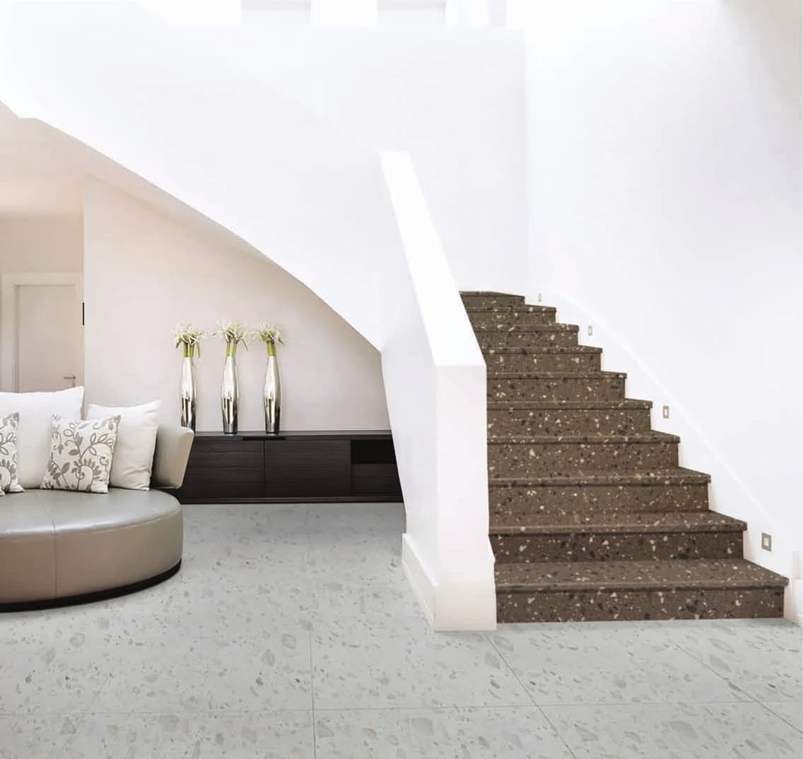 Jade terrazzo installed - KalingaStone catalogue application photograph