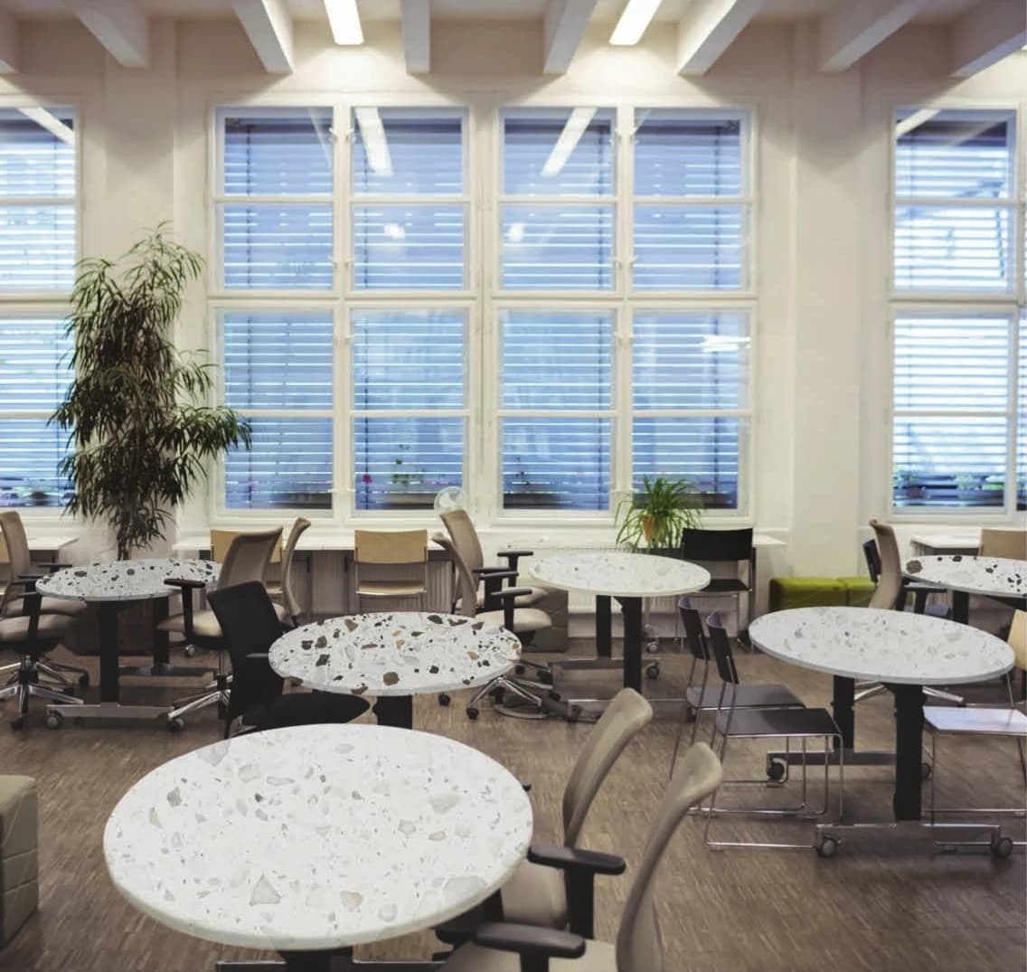 Mateo White terrazzo installed - KalingaStone catalogue application photograph