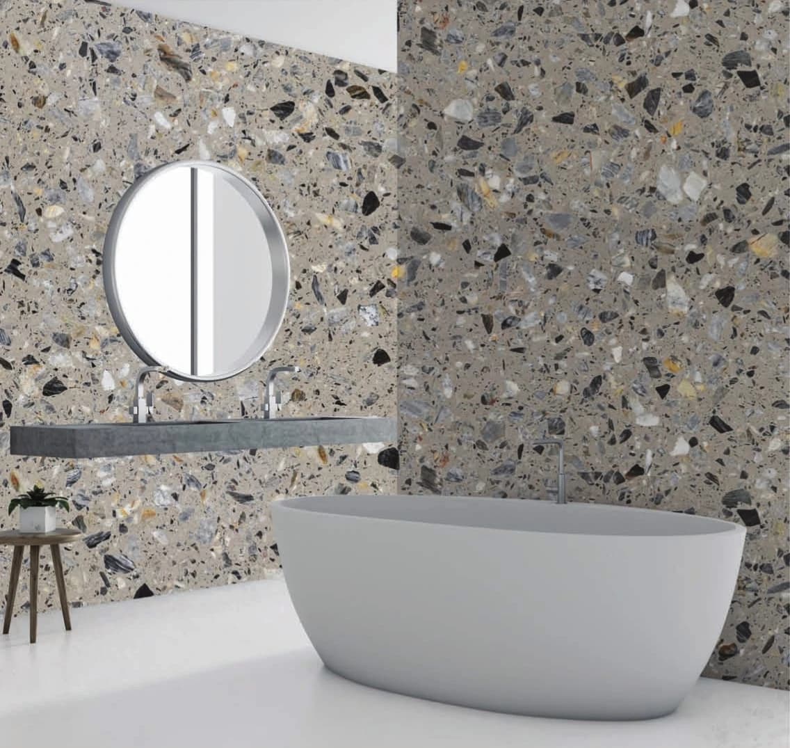Ceppo terrazzo installed - KalingaStone catalogue application photograph